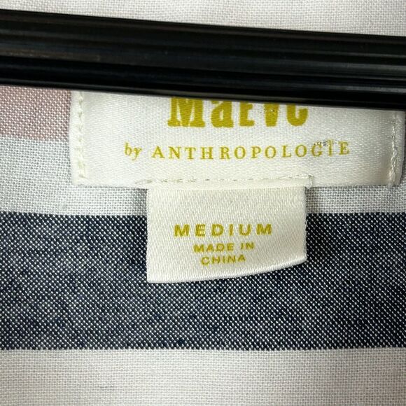Anthropologie Maeve Chatham Striped Button Down shirt top linen blend multicolor - Picture 5 of 6